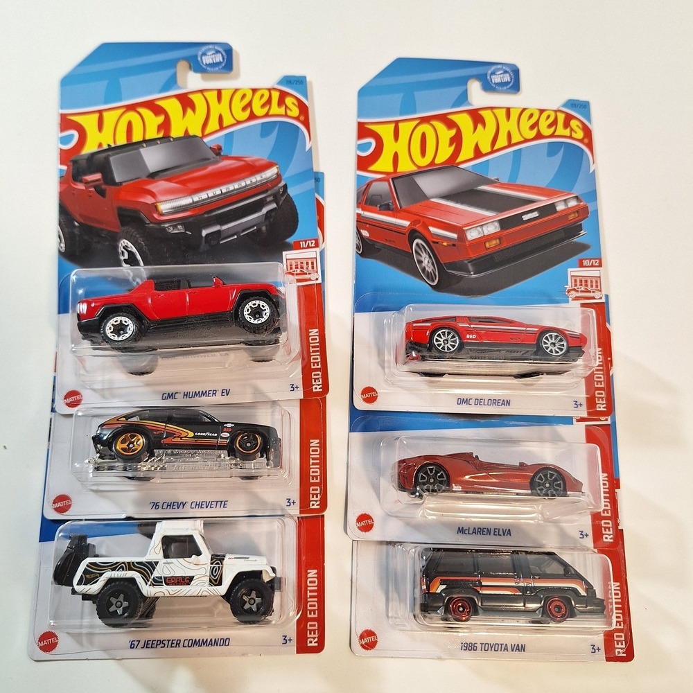 Hot Wheels Target Red Edition Dmc Delorean/ Toyota Van/ Chevette & More